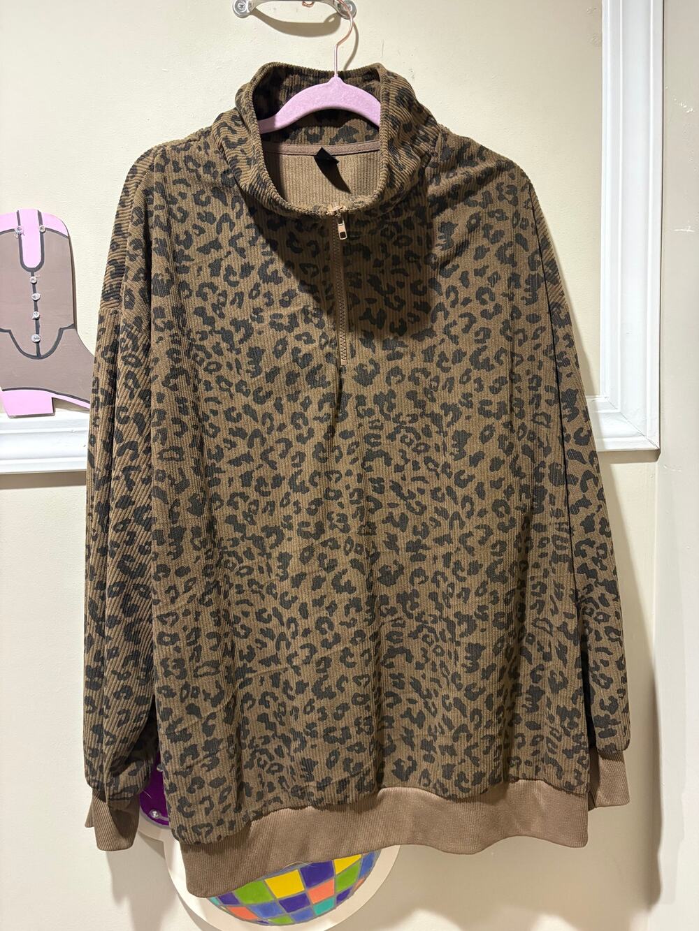 Dazy Cheetah Print Half Zip